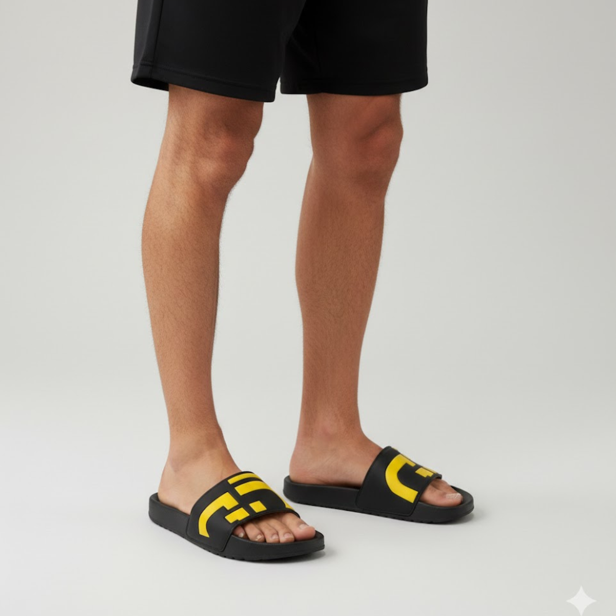 Chinelo Slide Casual Preto Amarelo GD 02