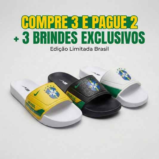 Chinelo Slide Torcedor do Hexa - Branco + 3 Brindes Exclusivos
