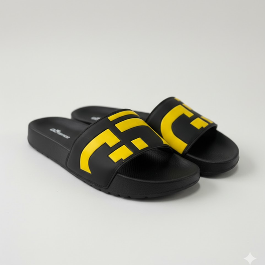 Chinelo Slide Casual Preto Amarelo GD 02
