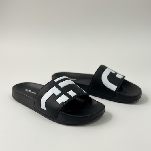 Chinelo Slide Casual Preto Branco GD 02